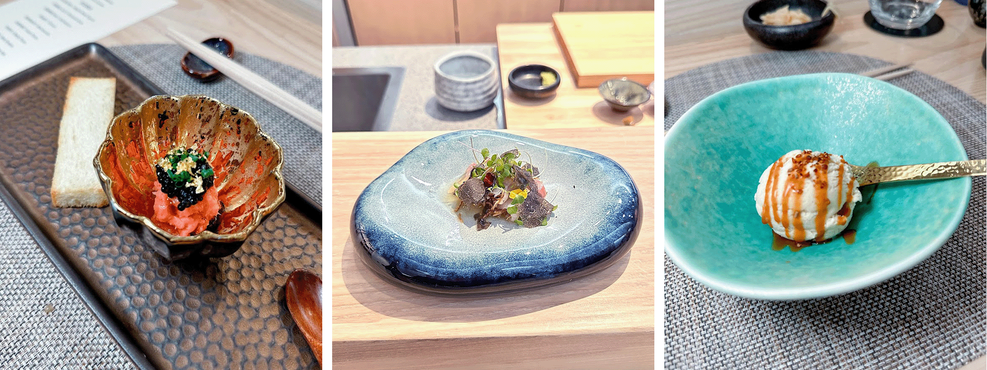 three images of food at natsu